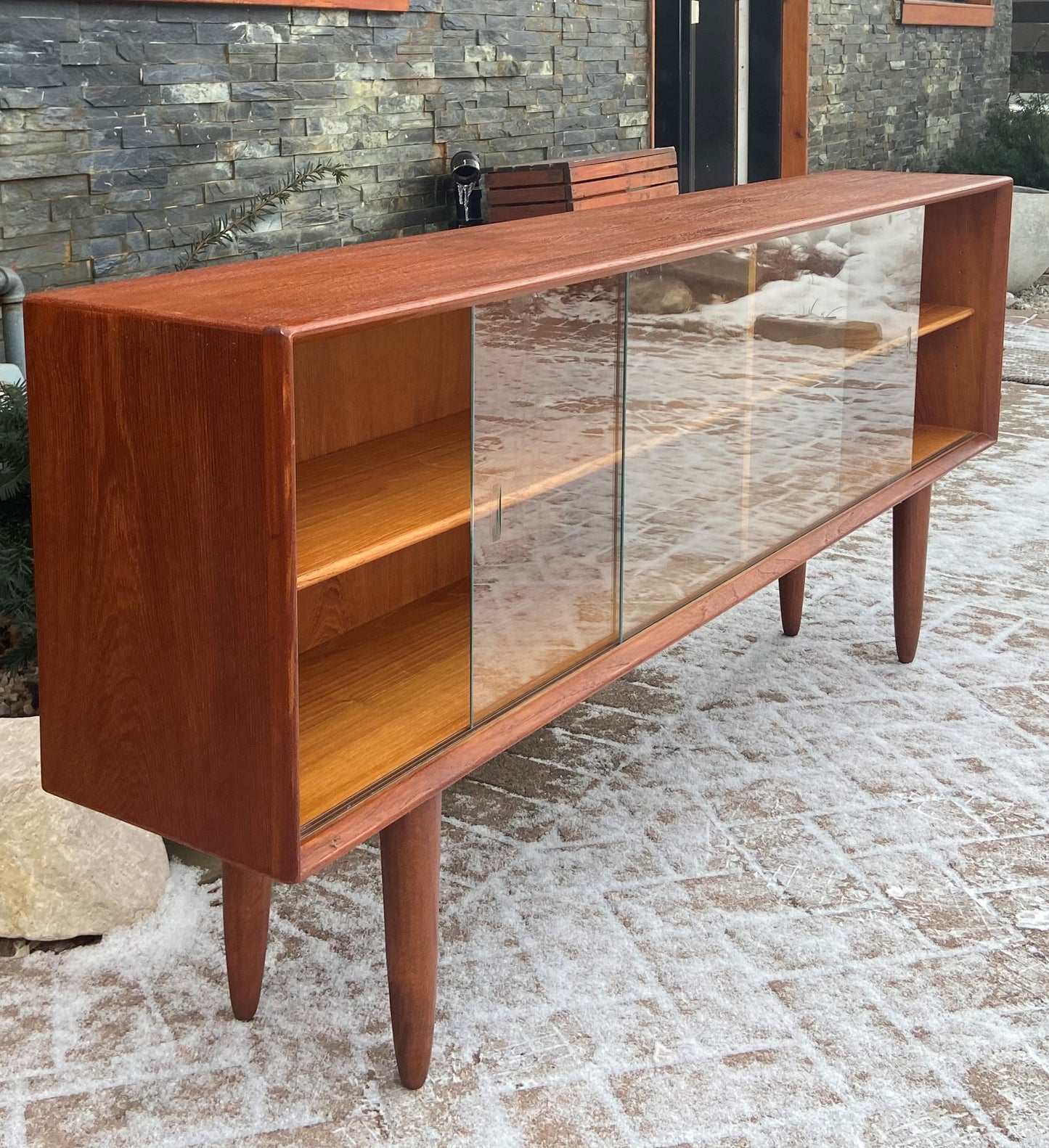 REFINISHED Danish MCM Teak Display Bookcase 71" PERFECT