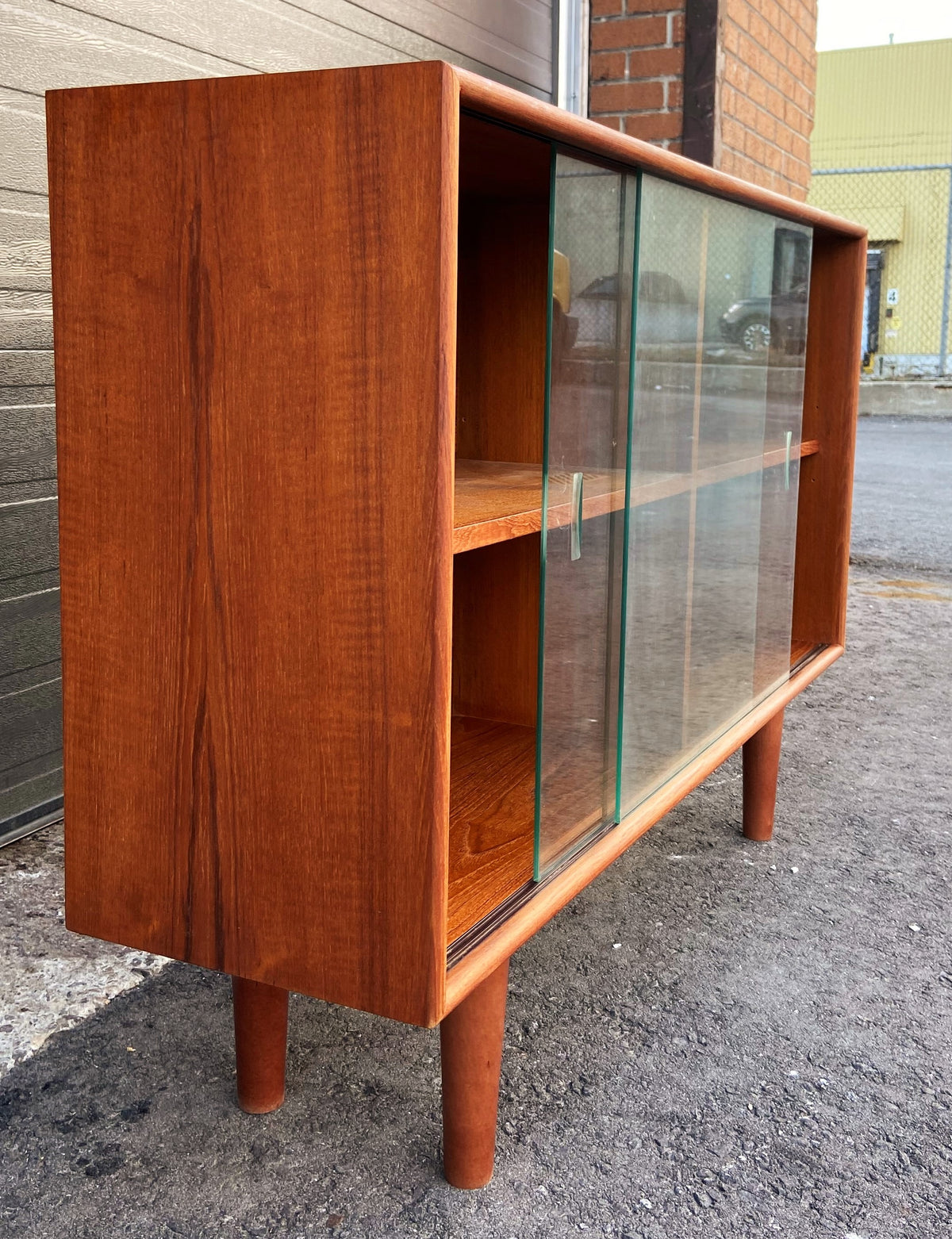 REFINISHED Danish MCM Teak Display Bookcase 47.5