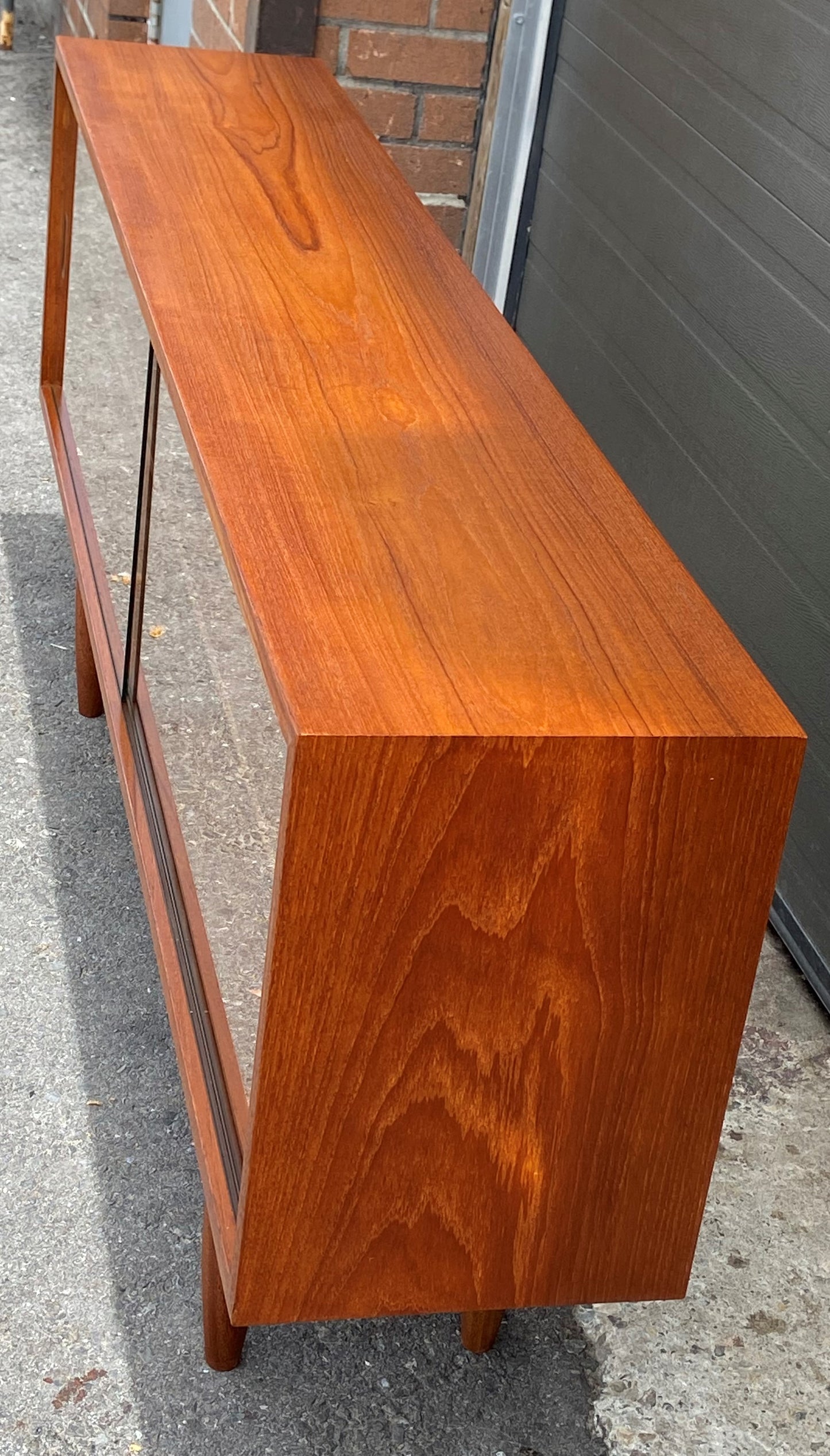 REFINISHED Mid Century Modern Teak Bookcase Console 5 ft, Perfect