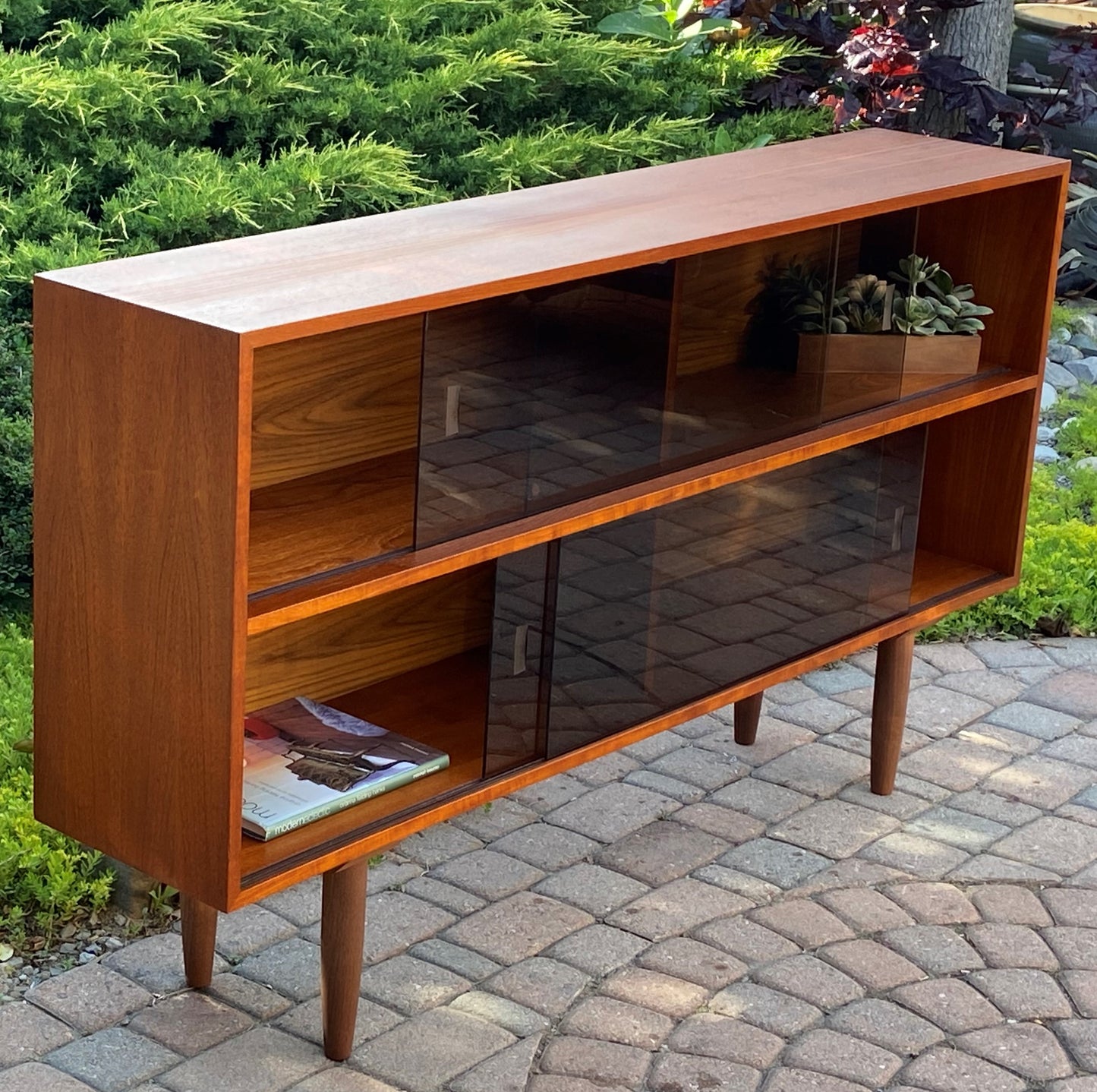 REFINISHED Mid Century Modern Teak Bookcase 5 ft, Perfect