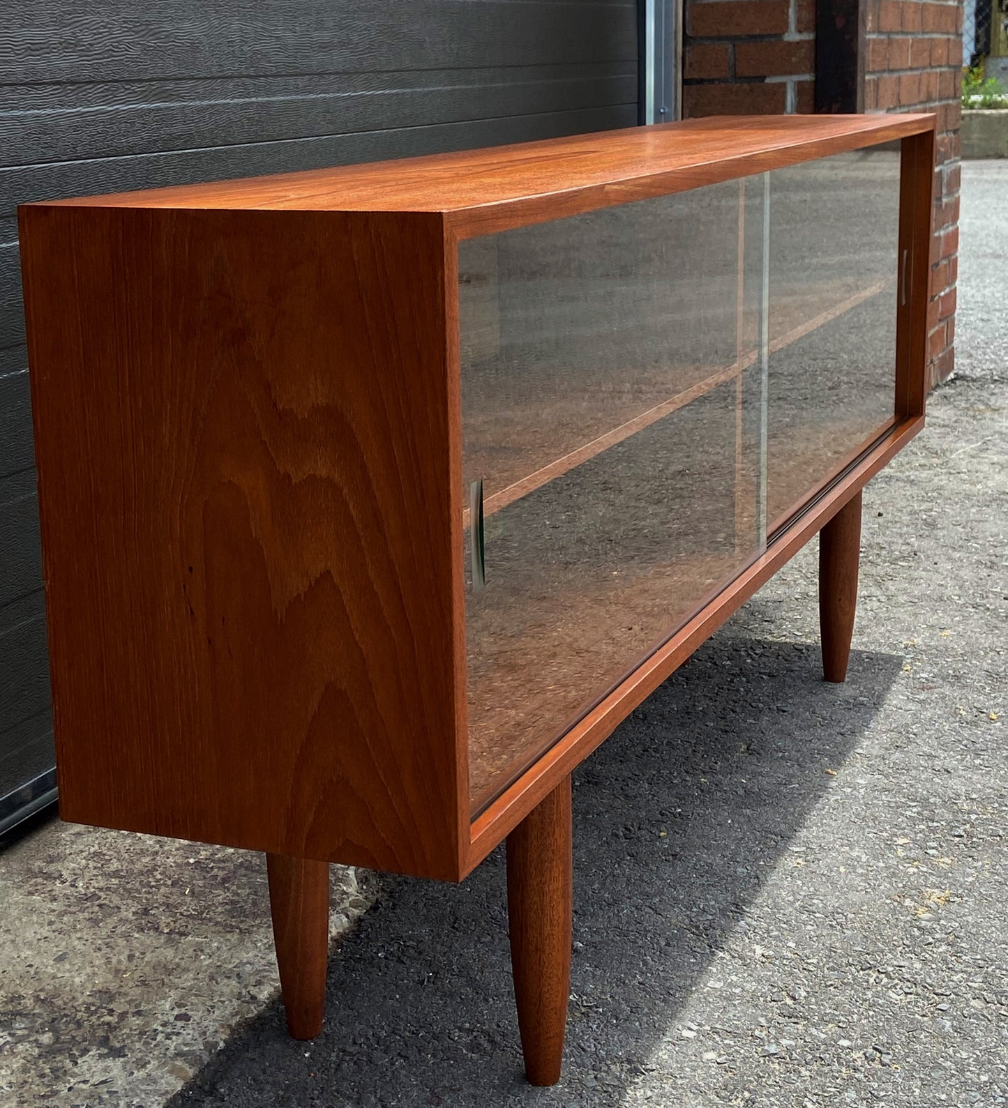 REFINISHED Mid Century Modern Teak Bookcase Console 5 ft, Perfect