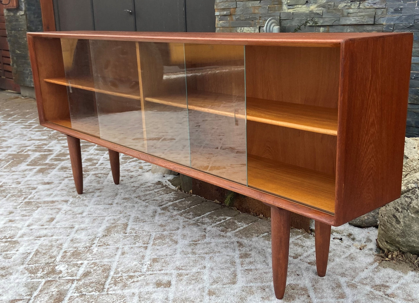 REFINISHED Danish MCM Teak Display Bookcase 71" PERFECT