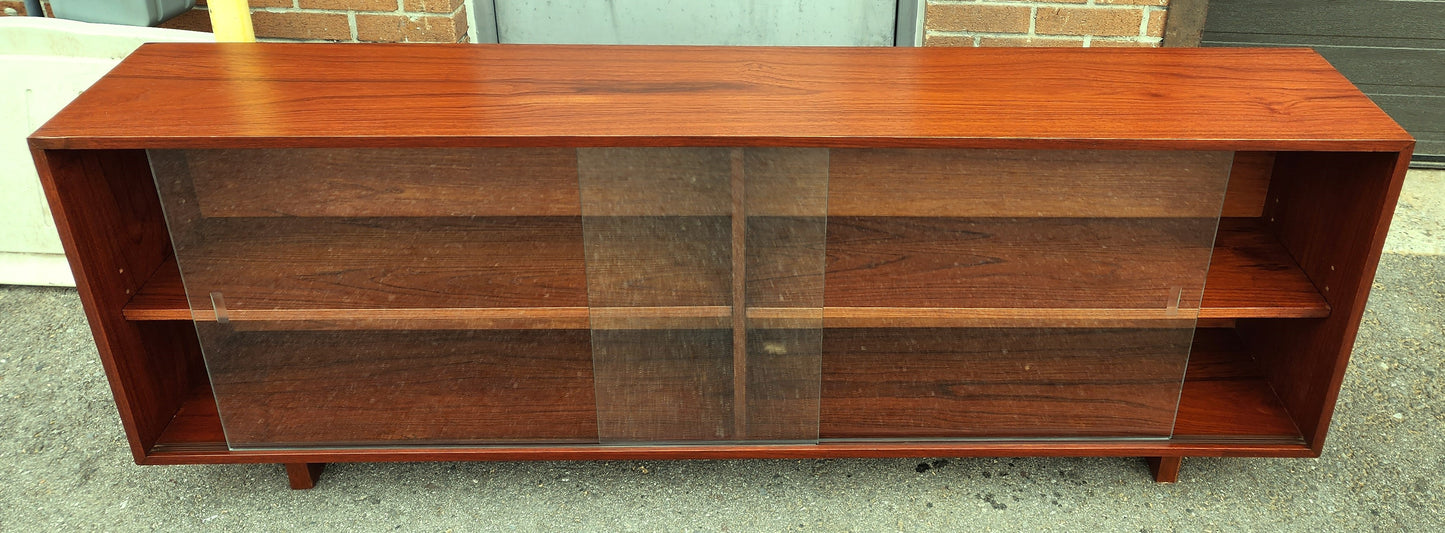 REFINISHED Mid Century Modern Teak Bookcase Display Console 6 ft