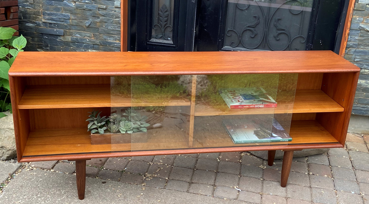 REFINISHED MCM Teak Bookcase Display Media Console 59.5", Perfect