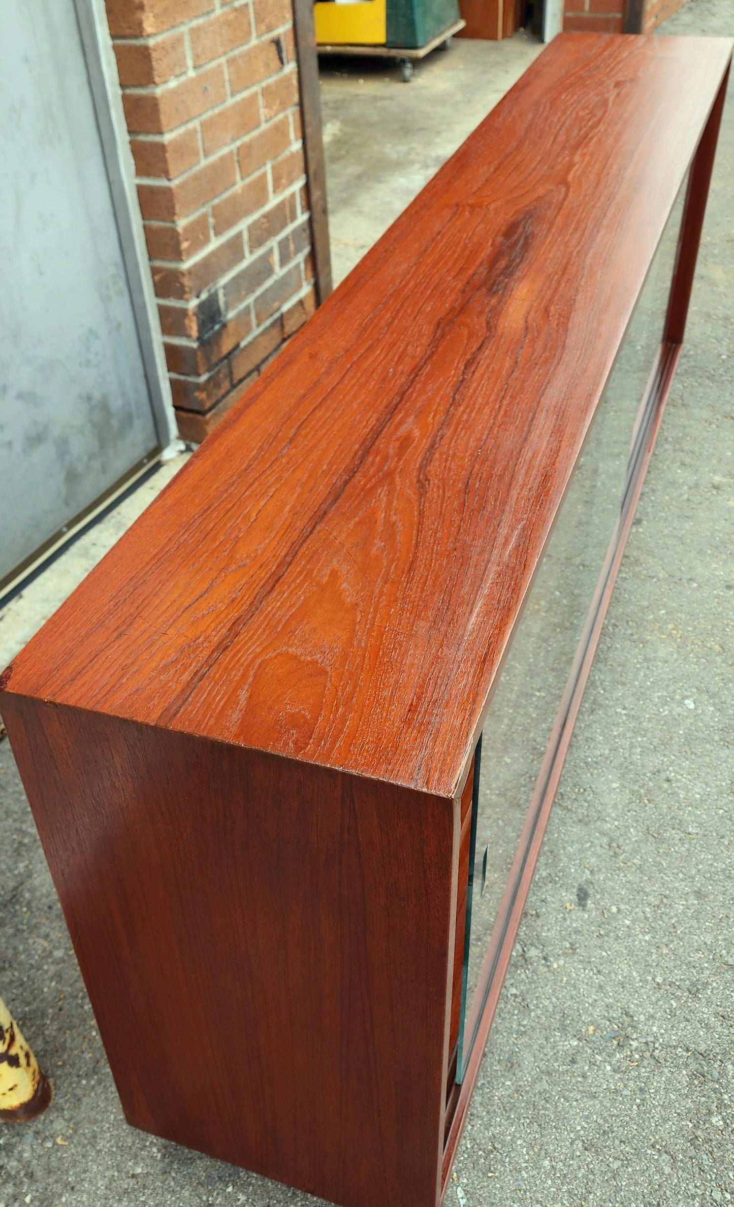 REFINISHED Mid Century Modern Teak Bookcase Display Console 6 ft