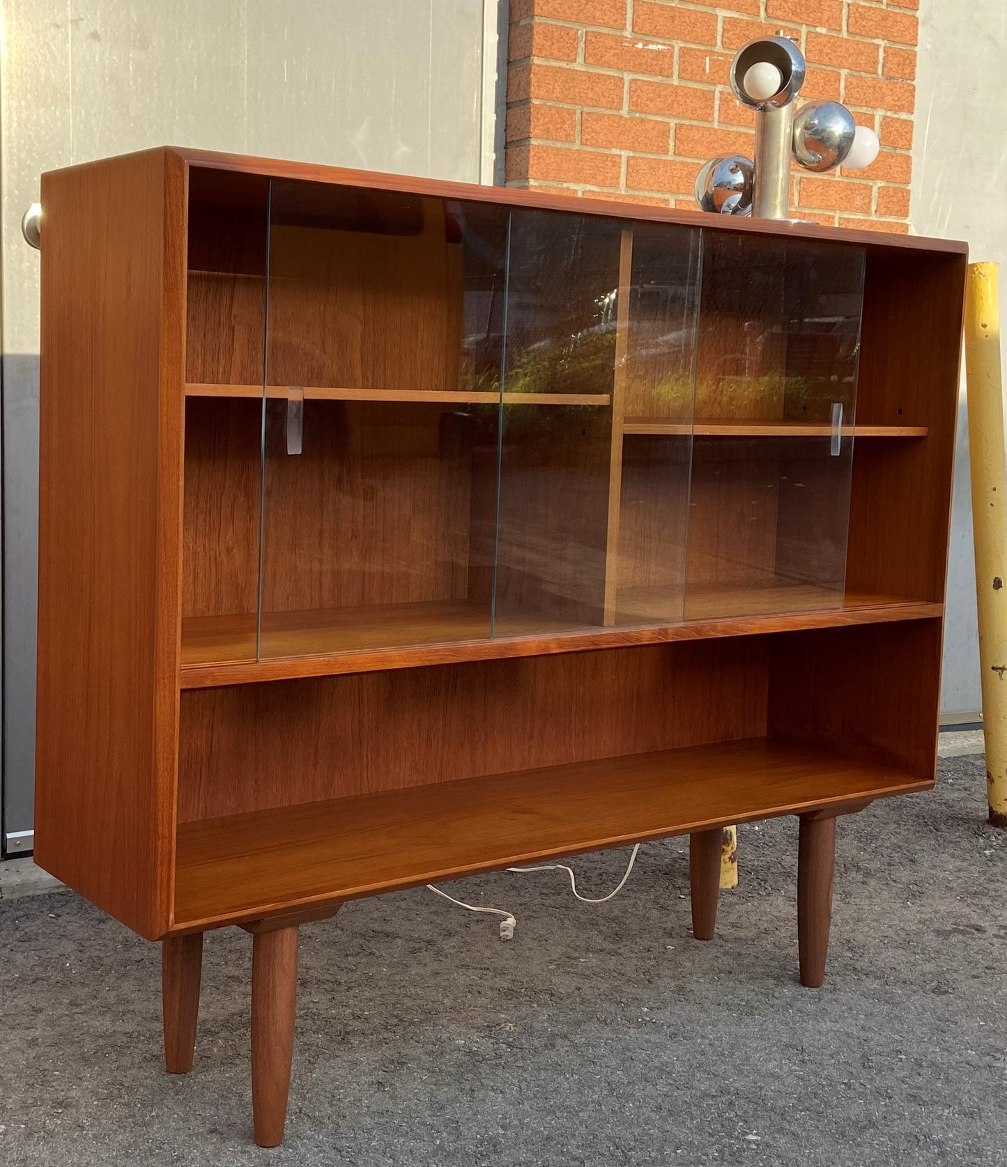REFINISHED Mid Century Modern Teak Bookcase Display 48", Perfect