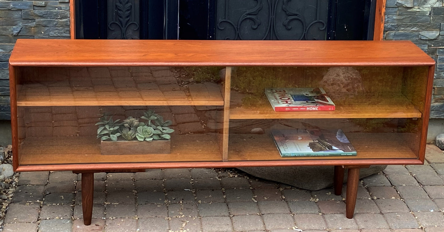 REFINISHED MCM Teak Bookcase Display Media Console 59.5", Perfect