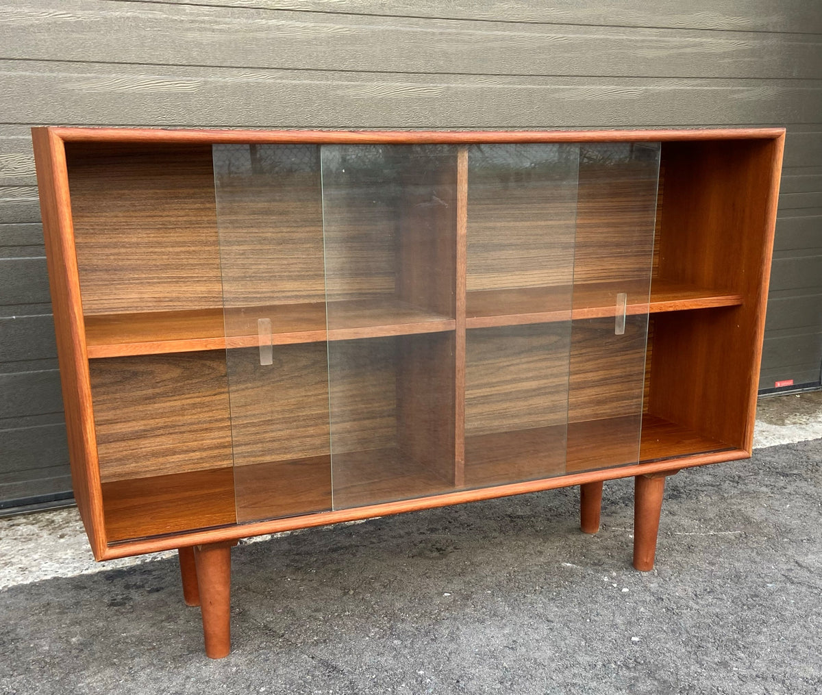 REFINISHED Danish MCM Teak Display Bookcase 47.5