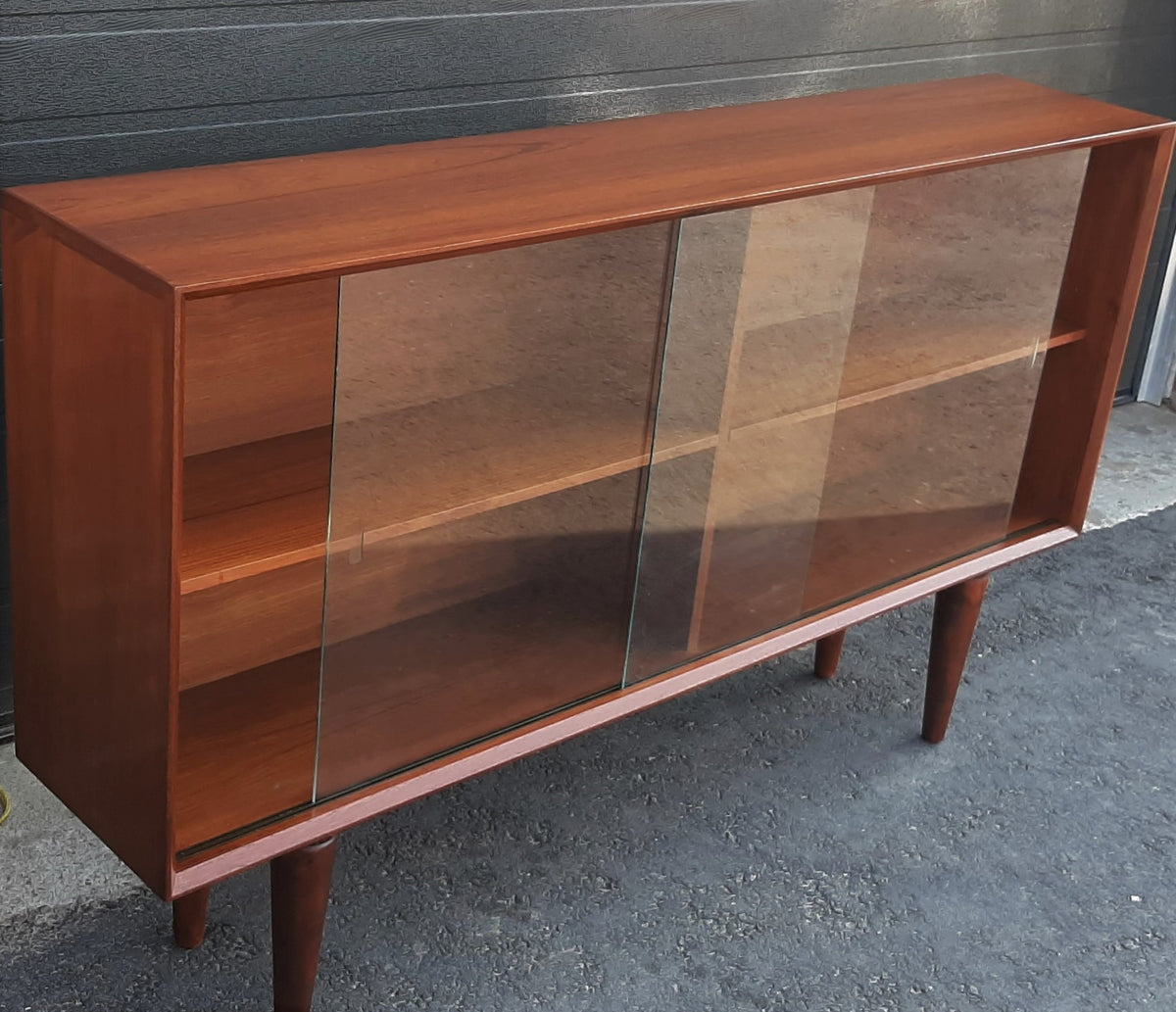 REFINISHED MCM Teak Display Bookcase 5 ft PERFECT