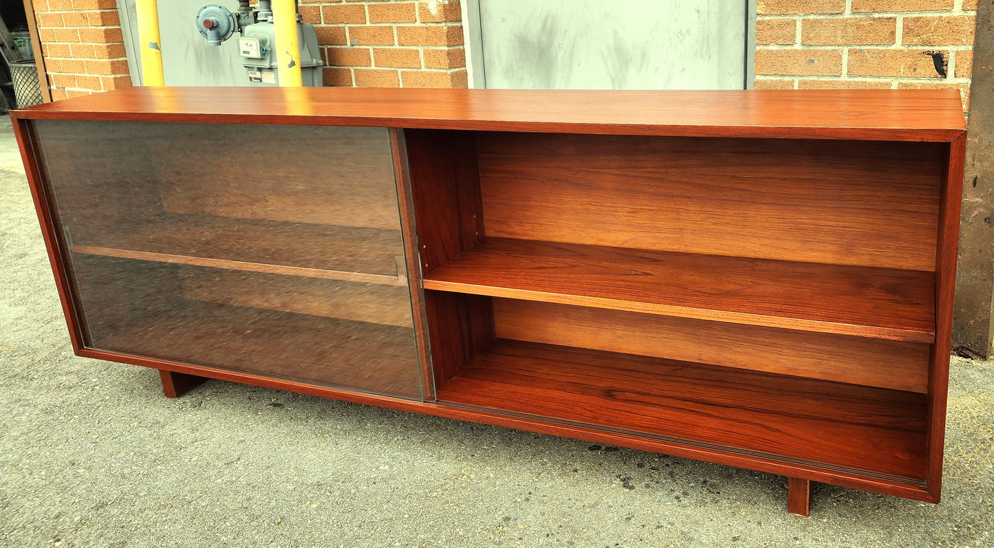 REFINISHED Mid Century Modern Teak Bookcase Display Console 6 ft