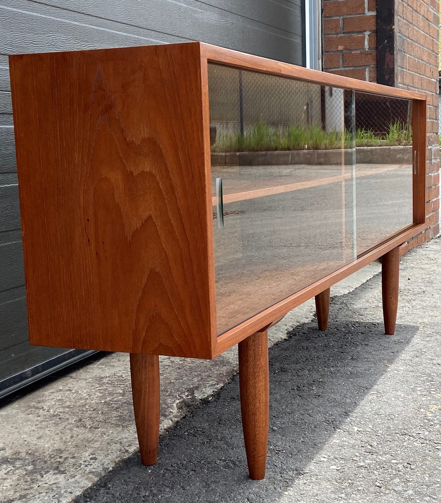 REFINISHED Mid Century Modern Teak Bookcase Console 5 ft, Perfect