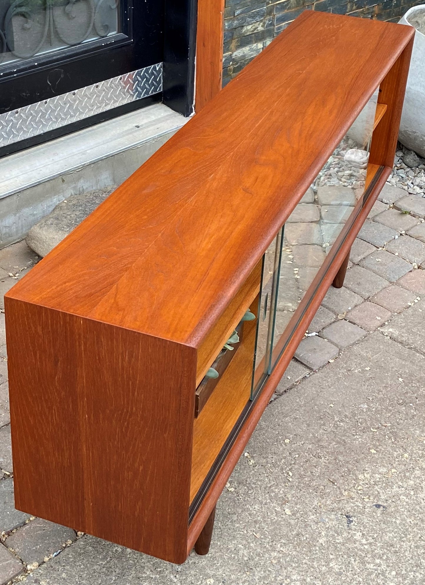 REFINISHED MCM Teak Bookcase Display Media Console 59.5", Perfect