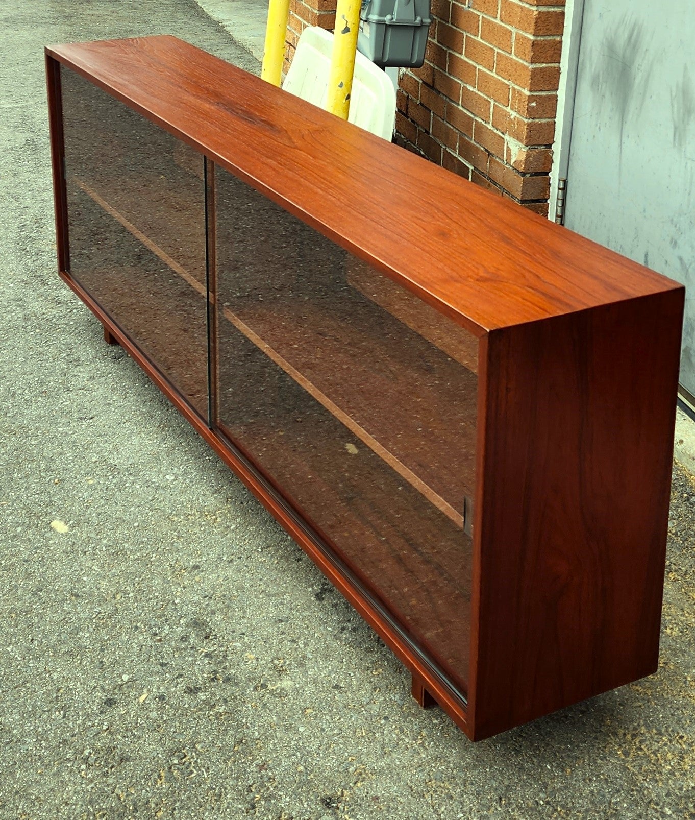 REFINISHED Mid Century Modern Teak Bookcase Display Console 6 ft