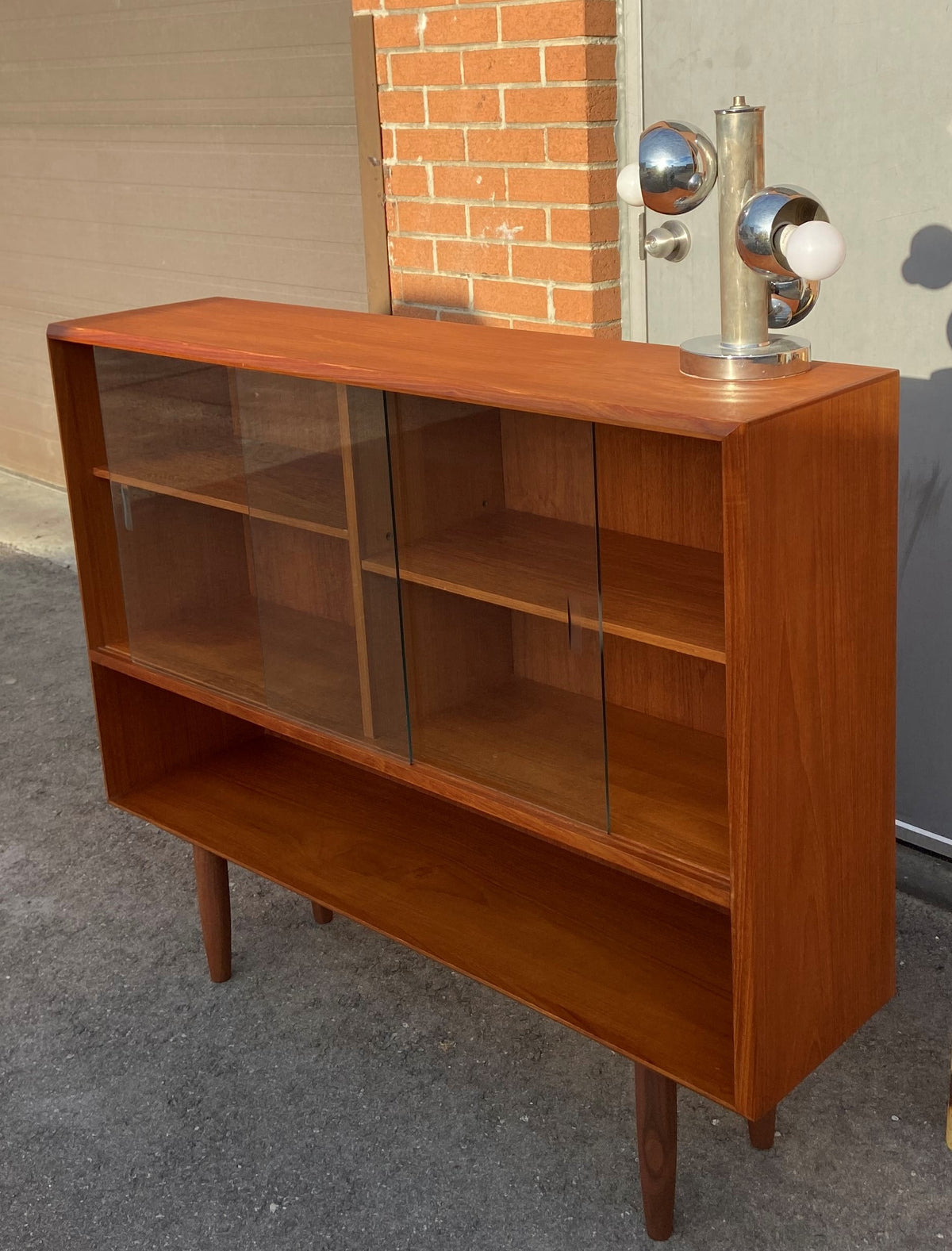 REFINISHED Mid Century Modern Teak Bookcase Display 48