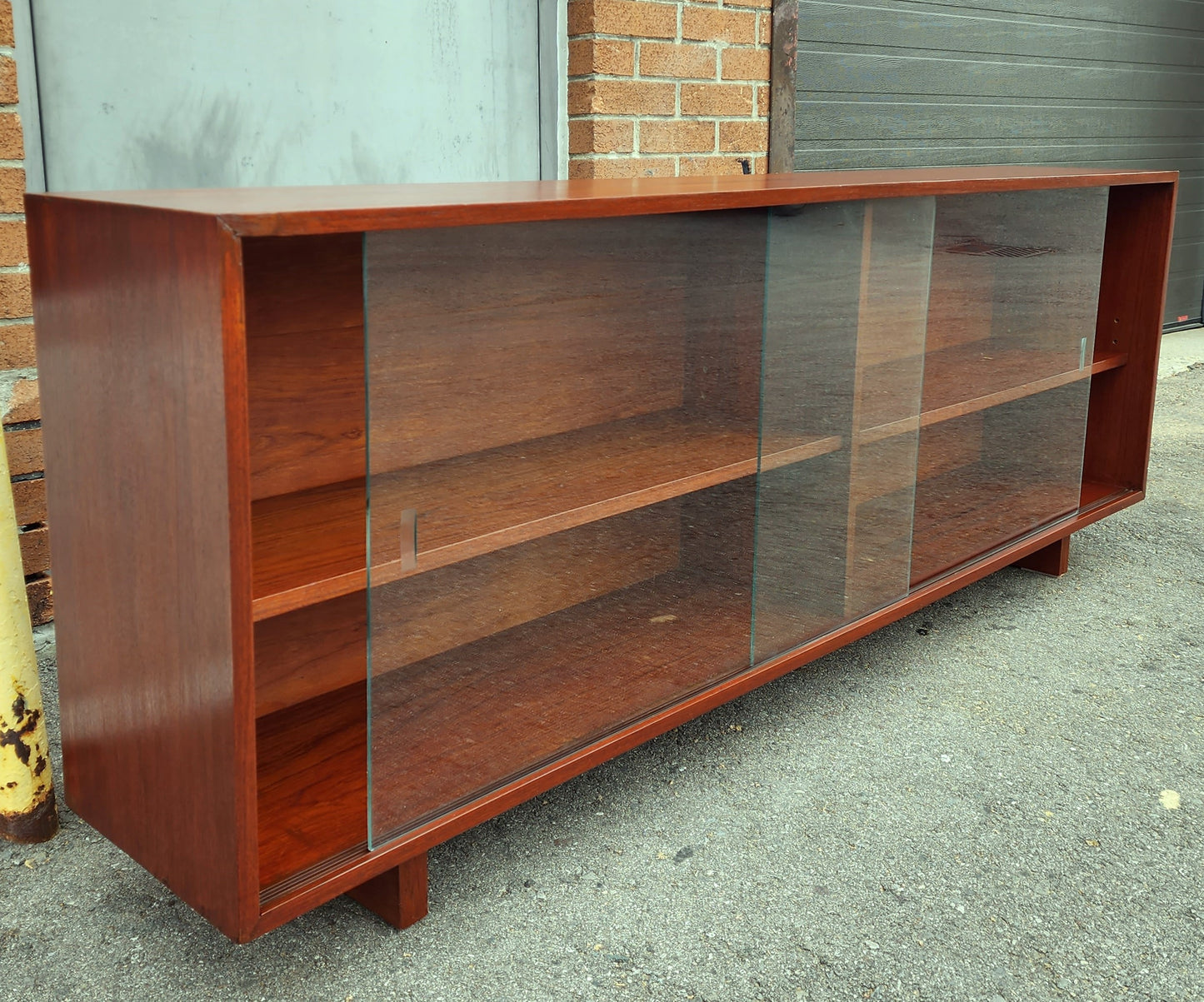 REFINISHED Mid Century Modern Teak Bookcase Display Console 6 ft