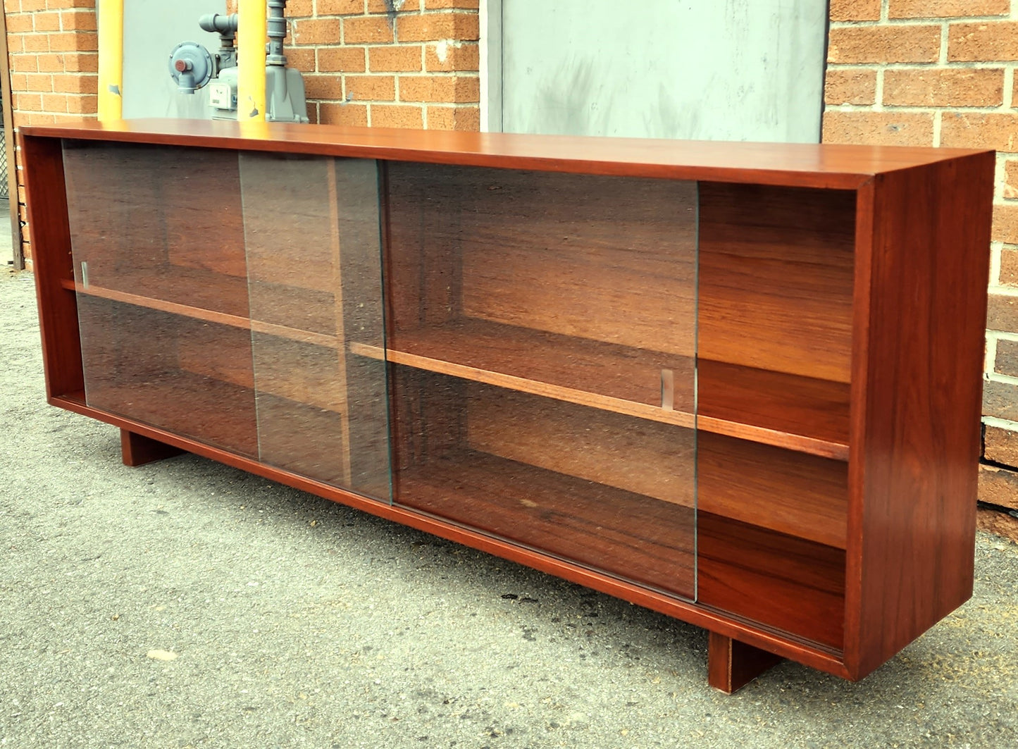 REFINISHED Mid Century Modern Teak Bookcase Display Console 6 ft