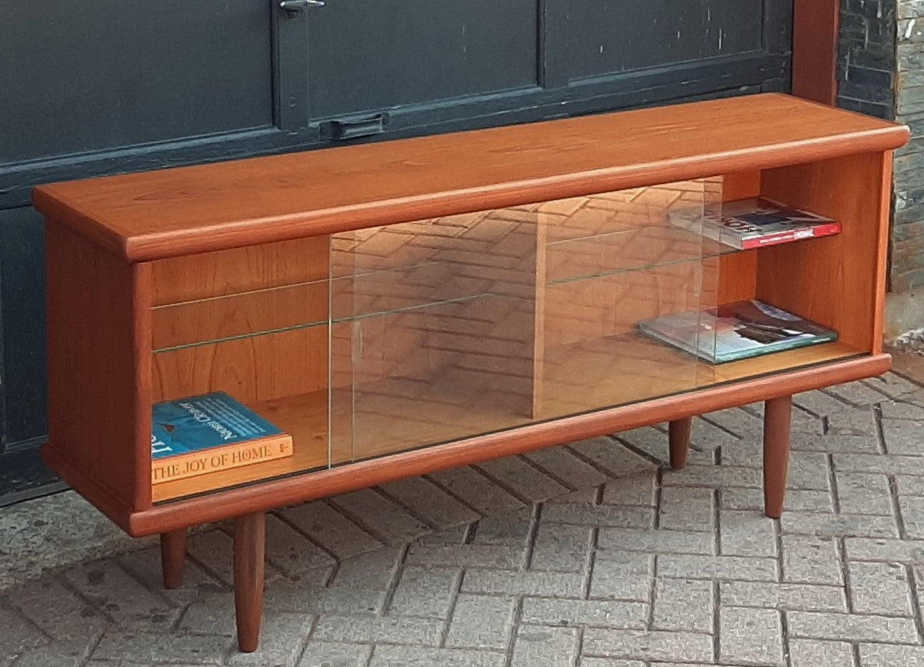 REFINISHED MCM Teak Bookcase Display Media Console 5 ft, Perfect