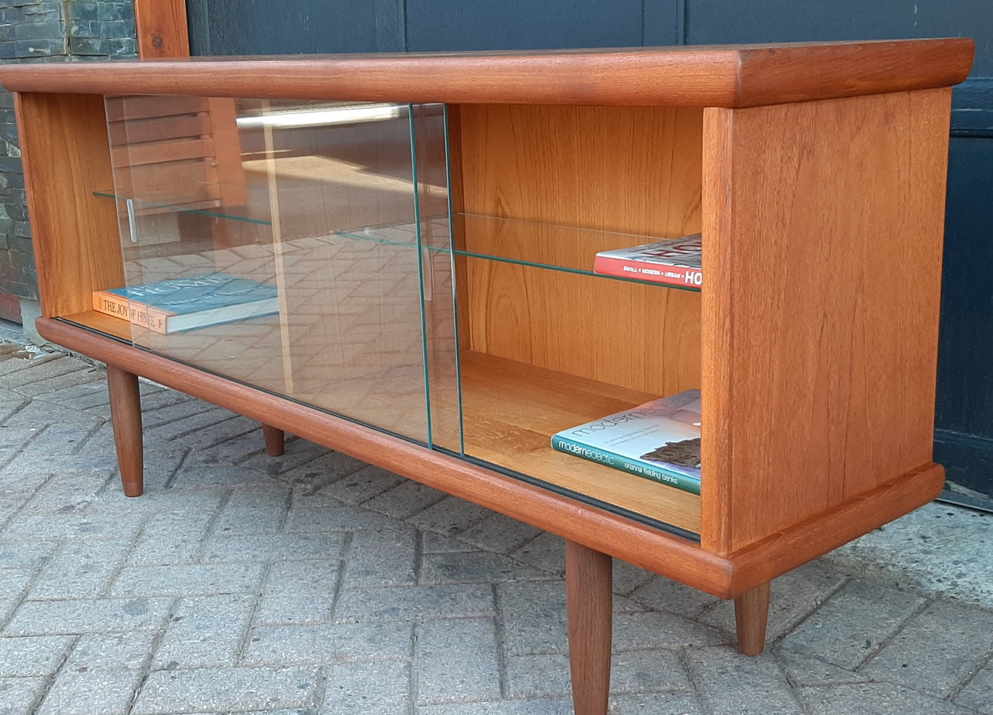 REFINISHED MCM Teak Bookcase Display Media Console 5 ft, Perfect