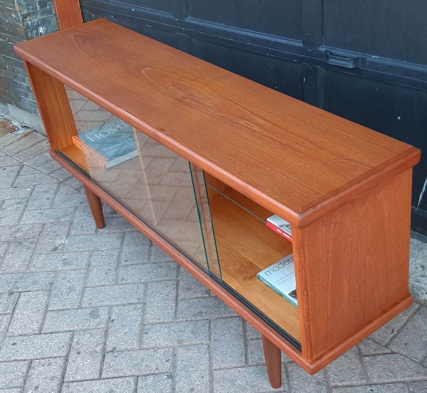 REFINISHED MCM Teak Bookcase Display Media Console 5 ft, Perfect