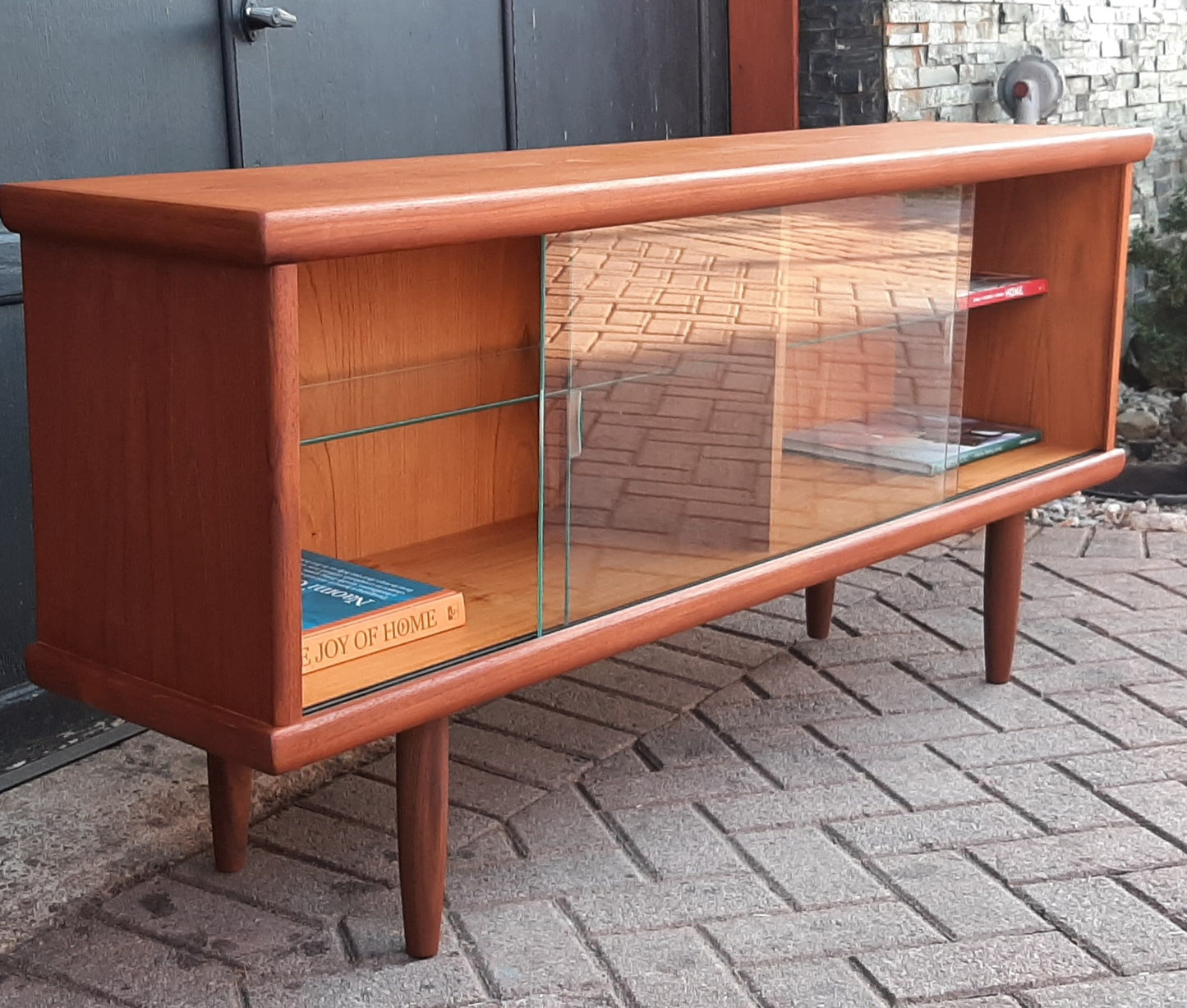 REFINISHED MCM Teak Bookcase Display Media Console 5 ft, Perfect