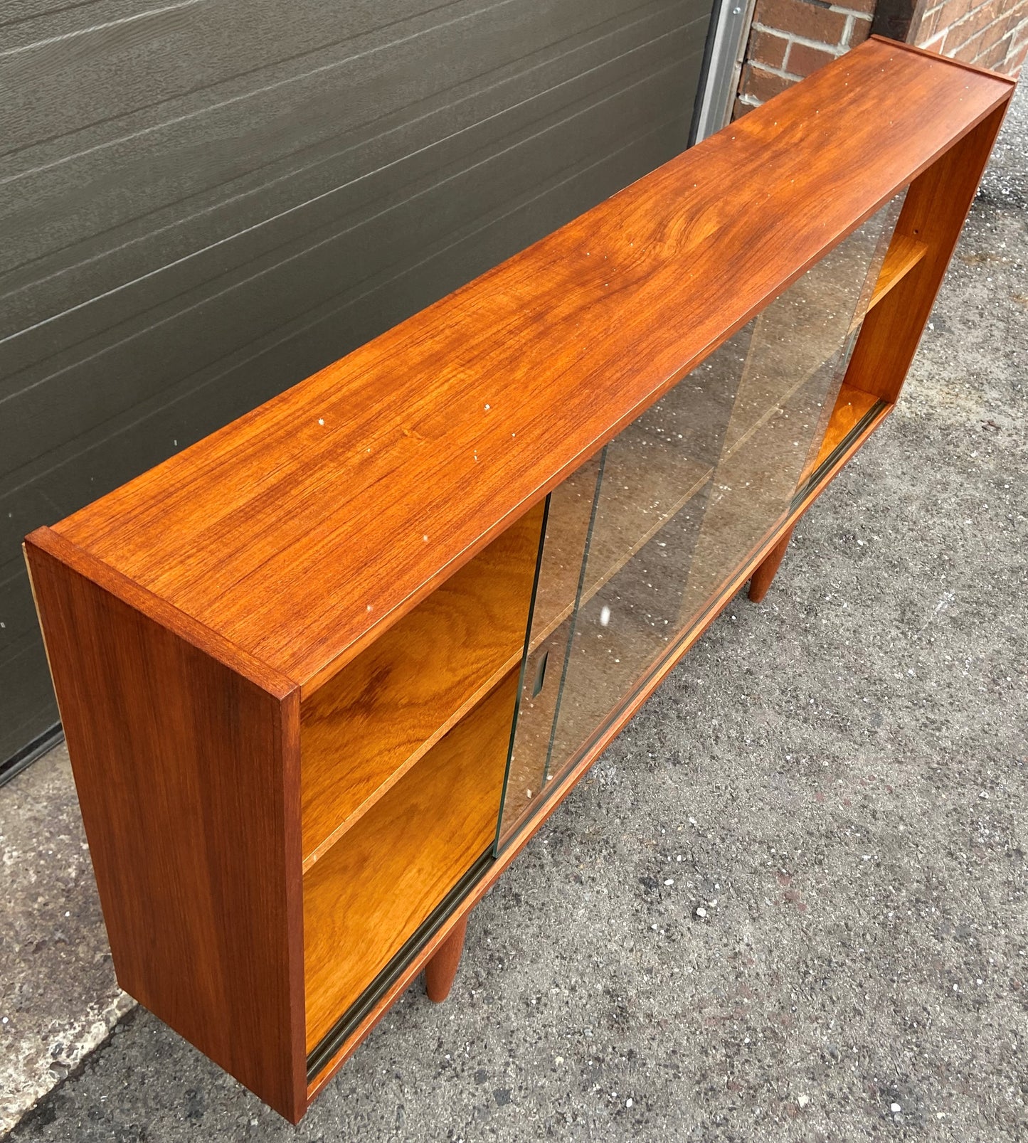 REFINISHED Mid Century Modern Teak Bookcase Display Narrow 60", Perfect