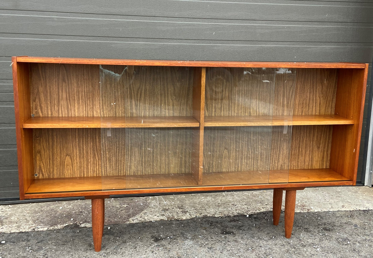 REFINISHED Mid Century Modern Teak Bookcase Display Narrow 60