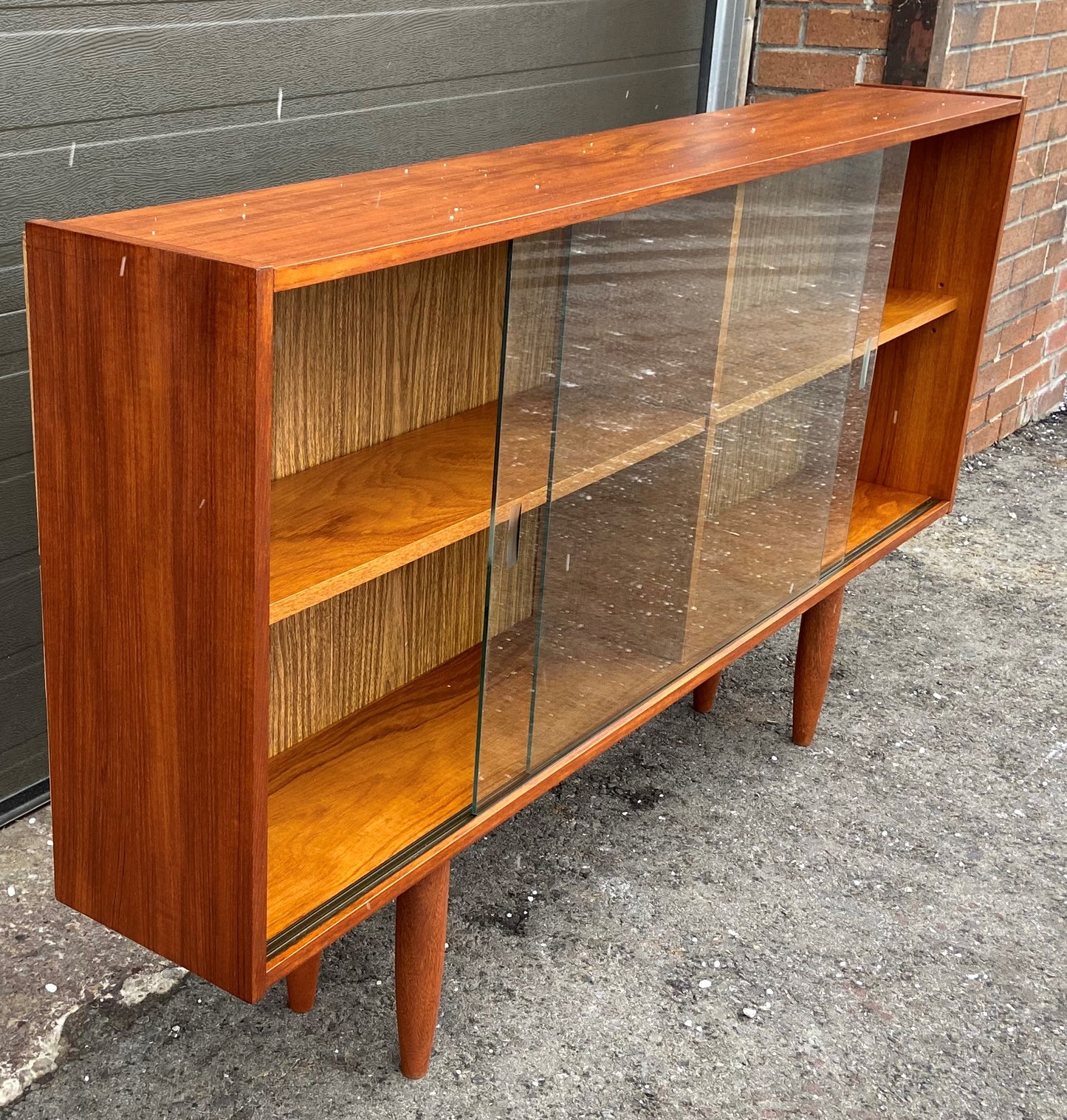 REFINISHED Mid Century Modern Teak Bookcase Display Narrow 60", Perfect