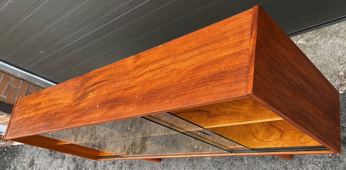 REFINISHED Mid Century Modern Teak Bookcase Display Narrow 60
