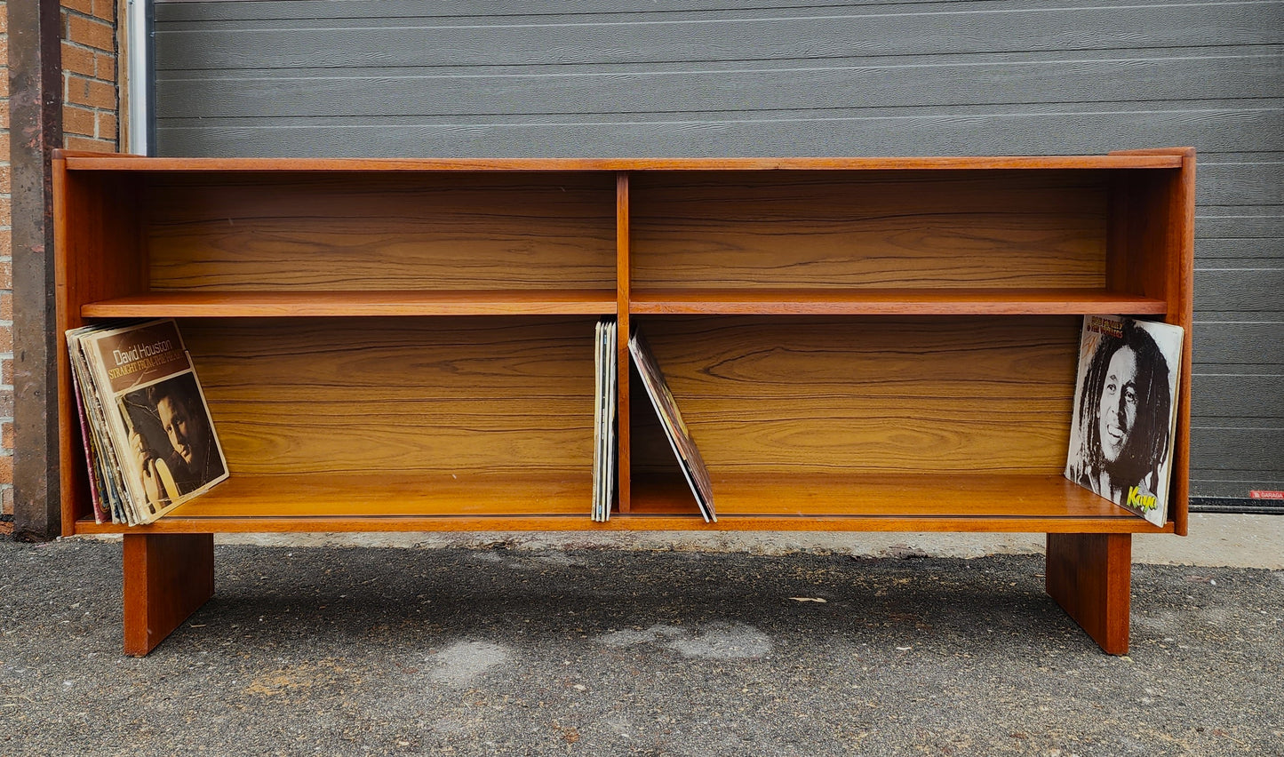 REFINISHED Mid Century Modern Teak Bookcase Record Cabinet 70.5"