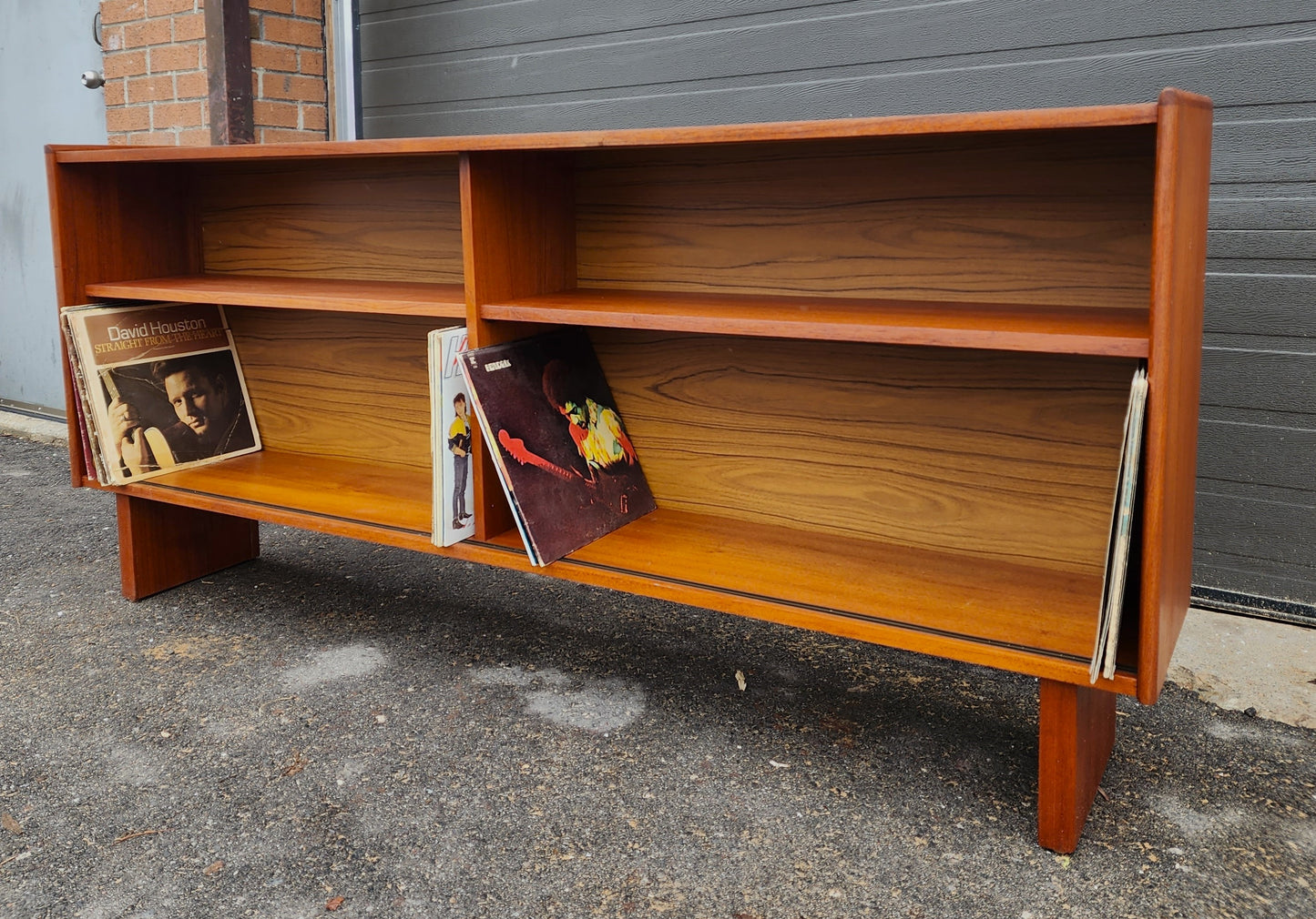 REFINISHED Mid Century Modern Teak Bookcase Record Cabinet 70.5"