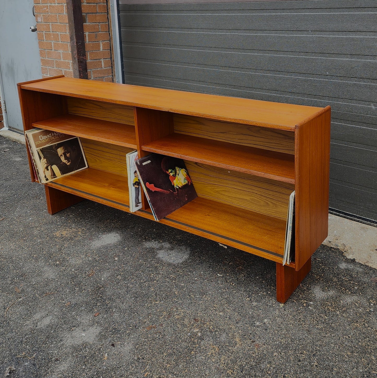 REFINISHED Mid Century Modern Teak Bookcase Record Cabinet 70.5"