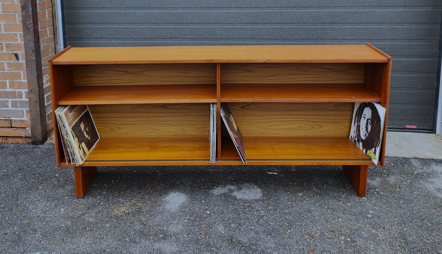 REFINISHED Mid Century Modern Teak Bookcase Record Cabinet 70.5"