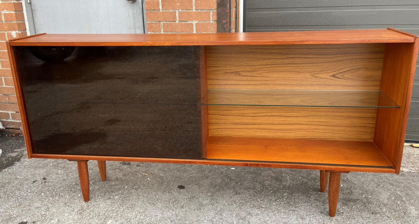 REFINISHED Mid Century Modern Teak Bookcase Media Console 70.5"