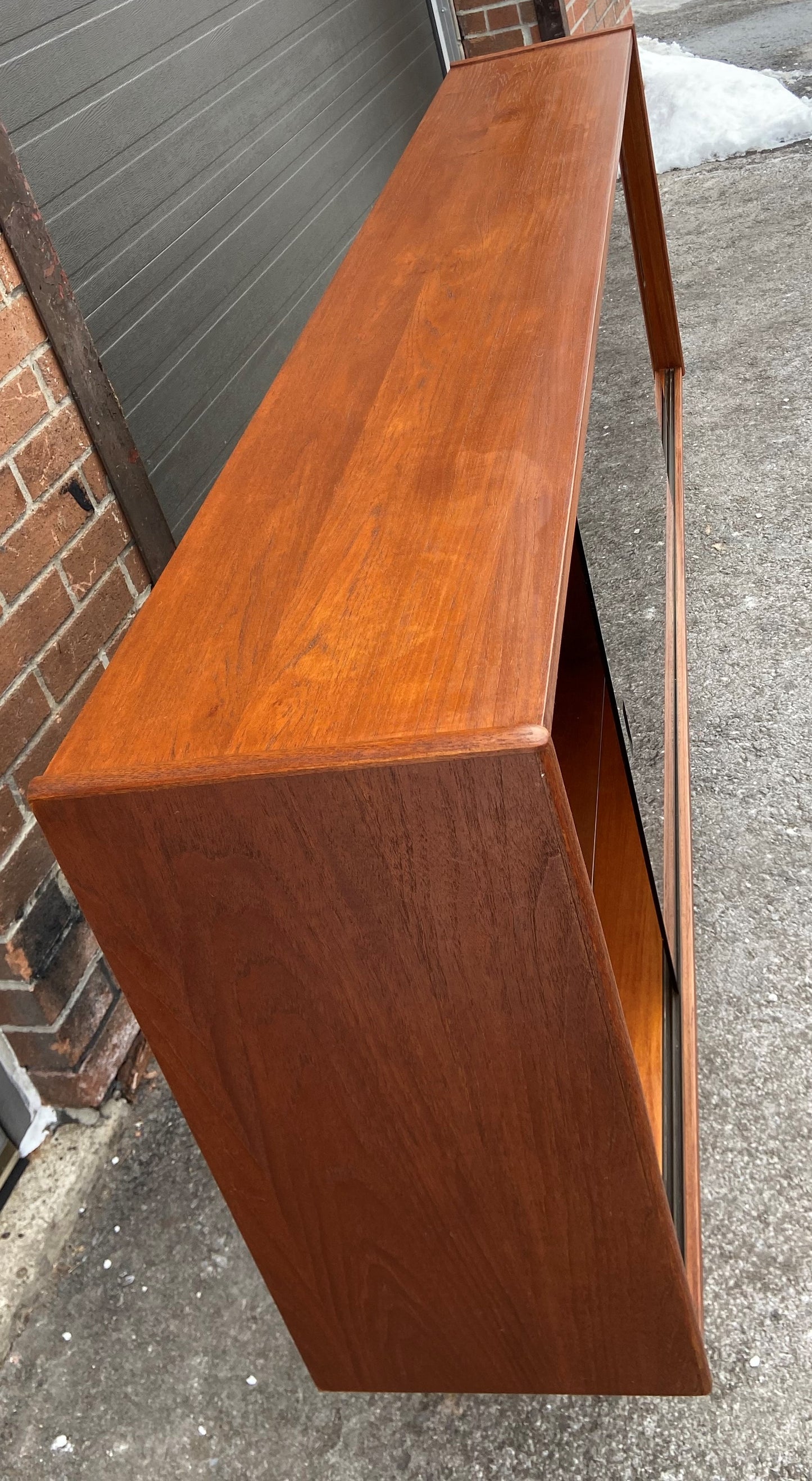 REFINISHED Mid Century Modern Teak Bookcase Media Console 70.5"