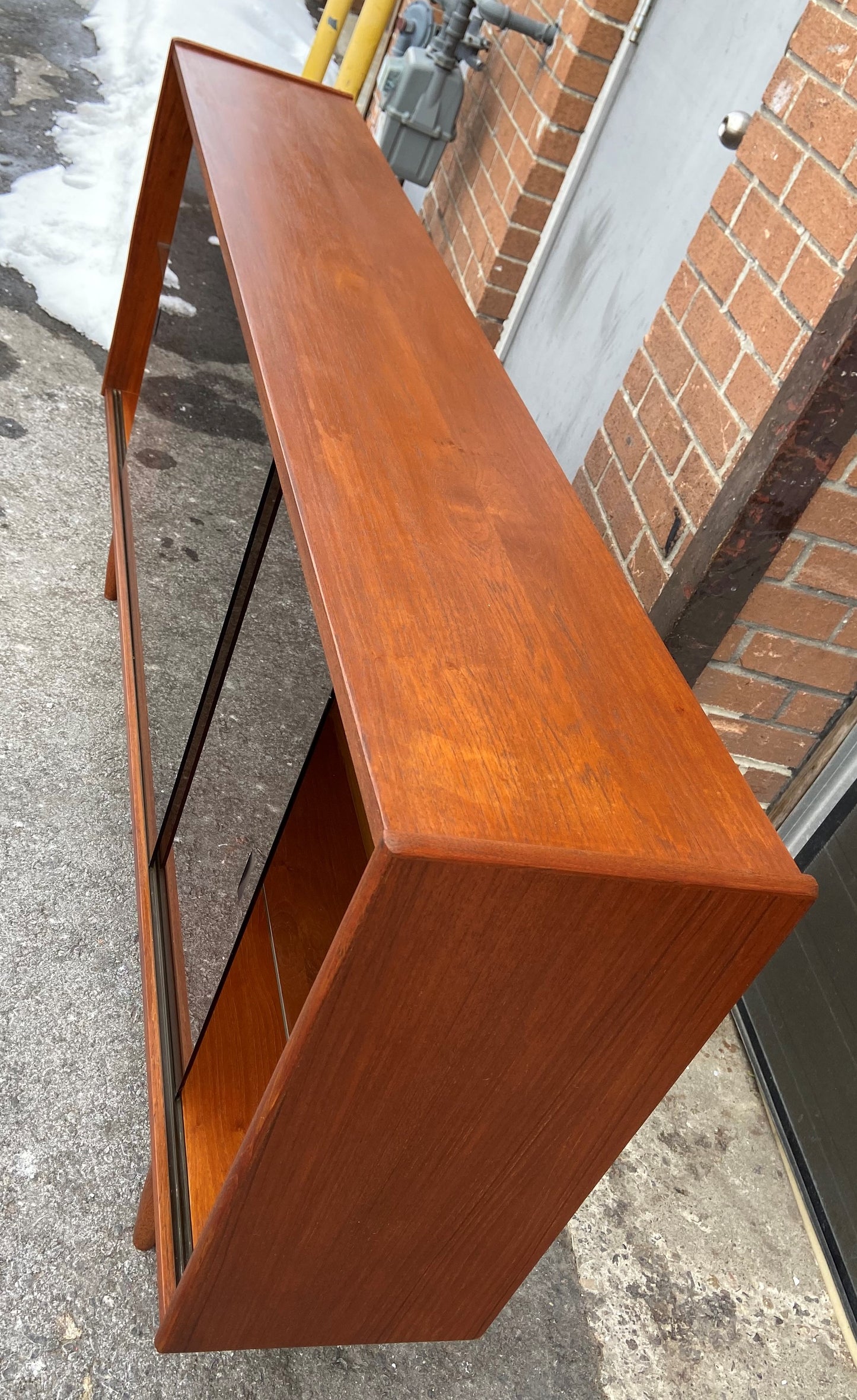 REFINISHED Mid Century Modern Teak Bookcase Media Console 70.5"