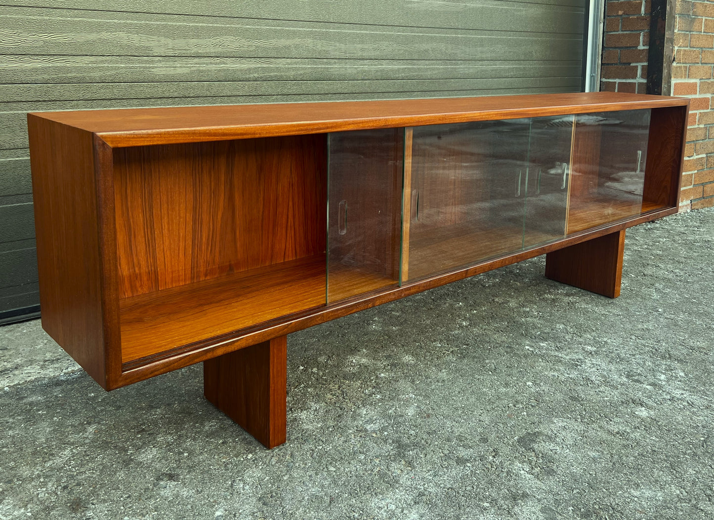 REFINISHED Mid Century Modern Teak TV Console Display 72" Low