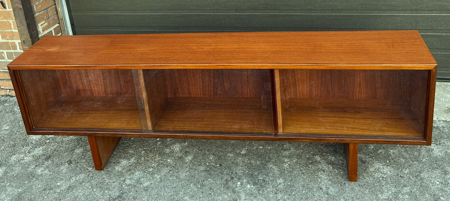 REFINISHED Mid Century Modern Teak TV Console Display 72" Low