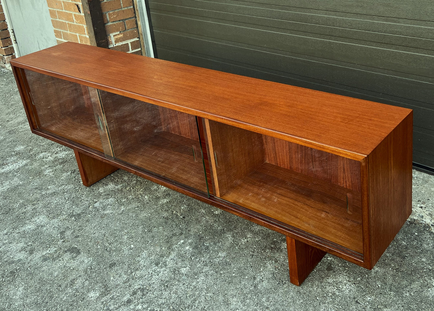 REFINISHED Mid Century Modern Teak TV Console Display 72" Low