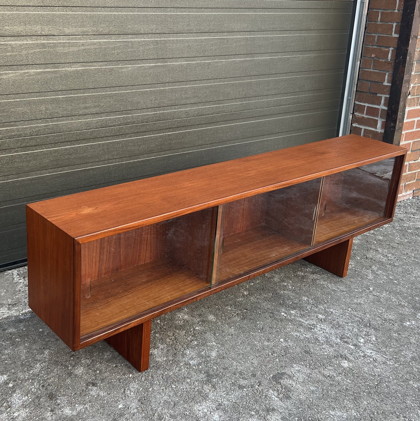 REFINISHED Mid Century Modern Teak TV Console Display 72" Low