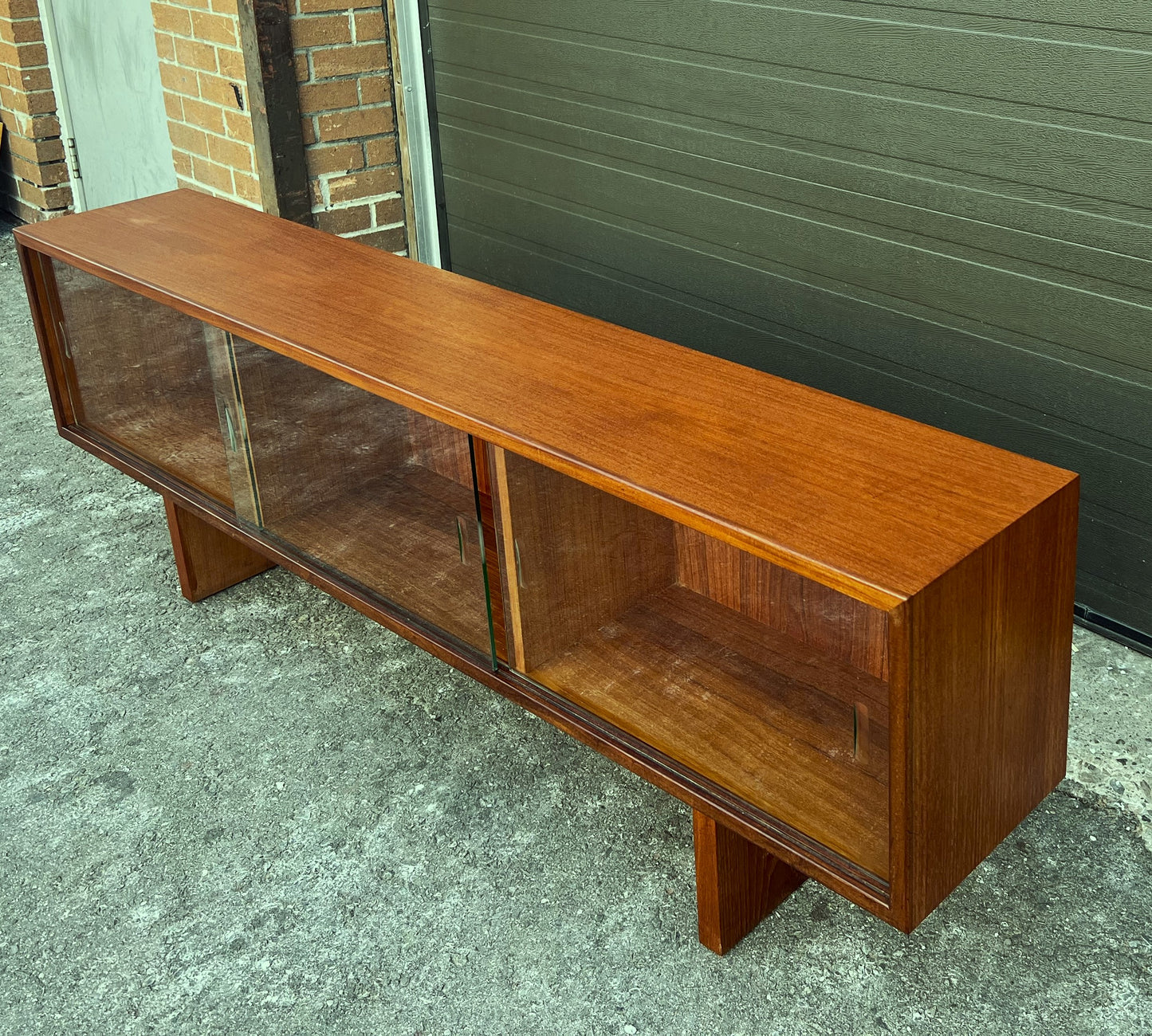 REFINISHED Mid Century Modern Teak TV Console Display 72" Low