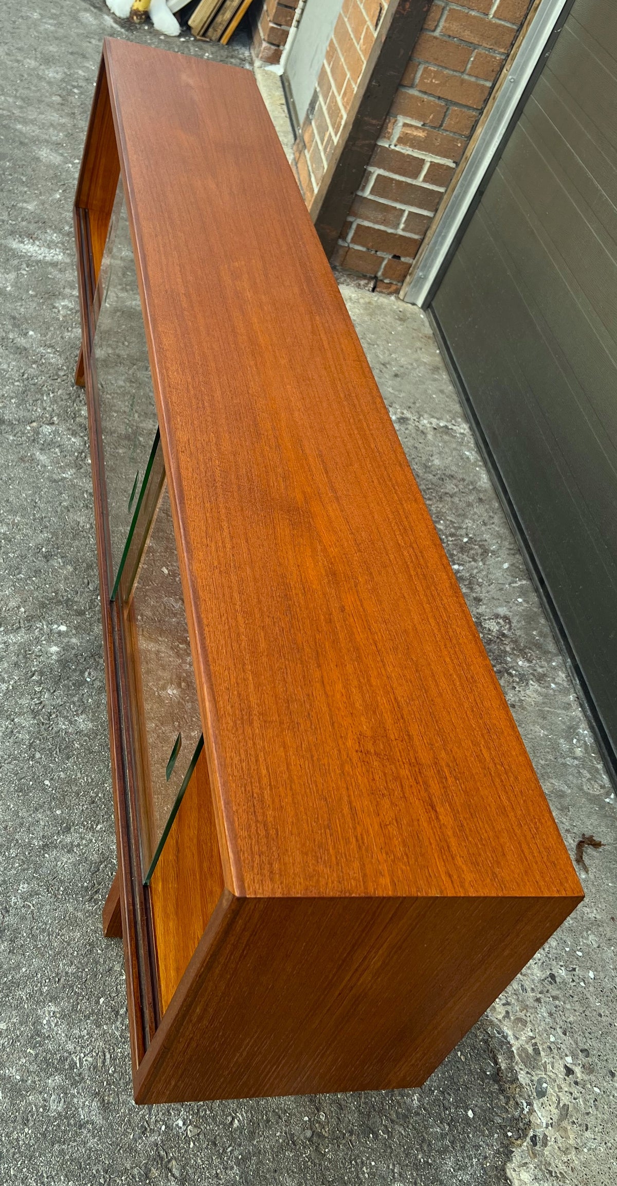 REFINISHED Mid Century Modern Teak TV Console Display 72