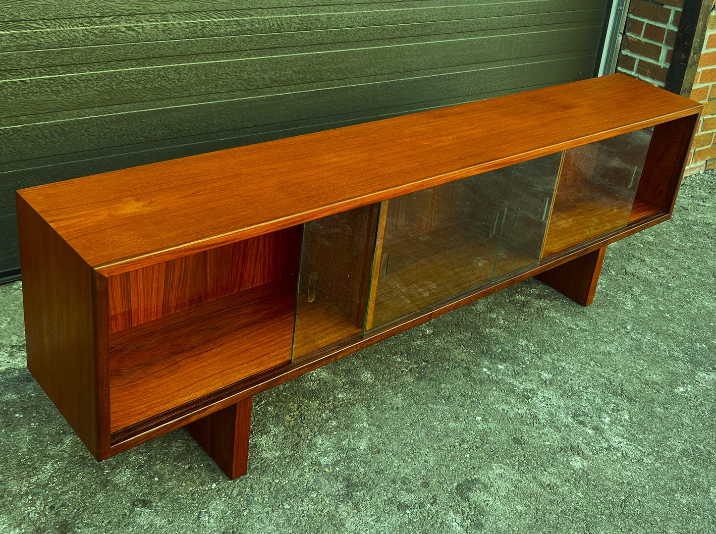 REFINISHED Mid Century Modern Teak TV Console Display 72" Low