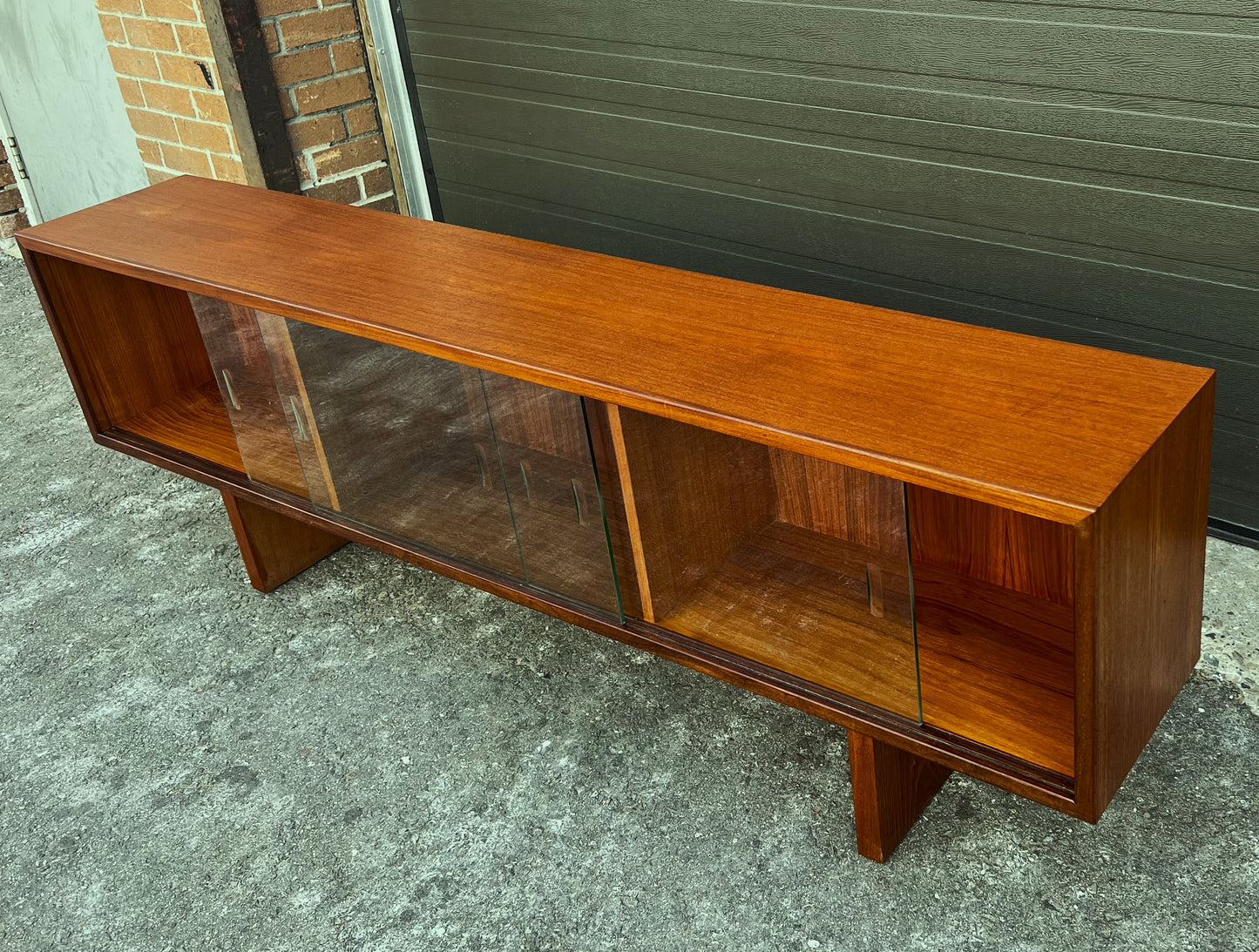 REFINISHED Mid Century Modern Teak TV Console Display 72" Low