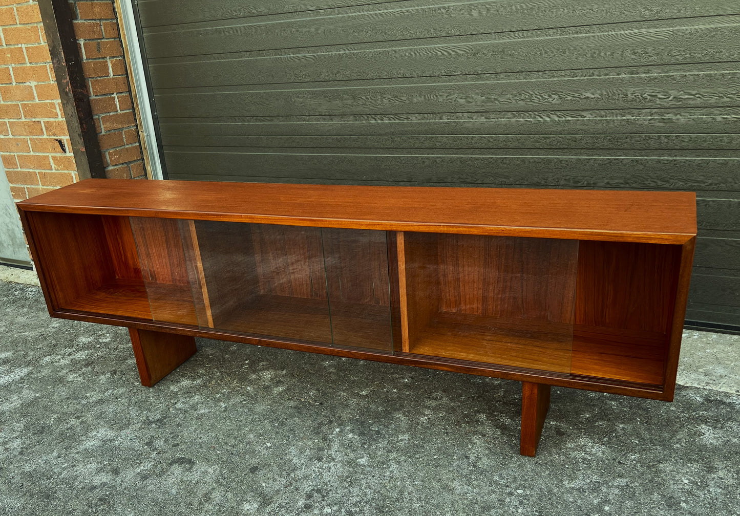 REFINISHED Mid Century Modern Teak TV Console Display 72" Low