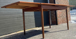 REFINISHED Danish Mid Century Modern Teak Table Draw Leaf, Surfboard, 48