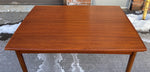 REFINISHED Danish Mid Century Modern Teak Table Draw Leaf, Surfboard, 48