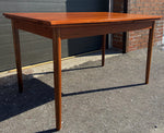 REFINISHED Danish Mid Century Modern Teak Table Draw Leaf, Surfboard, 48