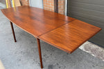 REFINISHED Mid Century Modern Teak Draw Leaf Surfboard shape by RS Associates, 58