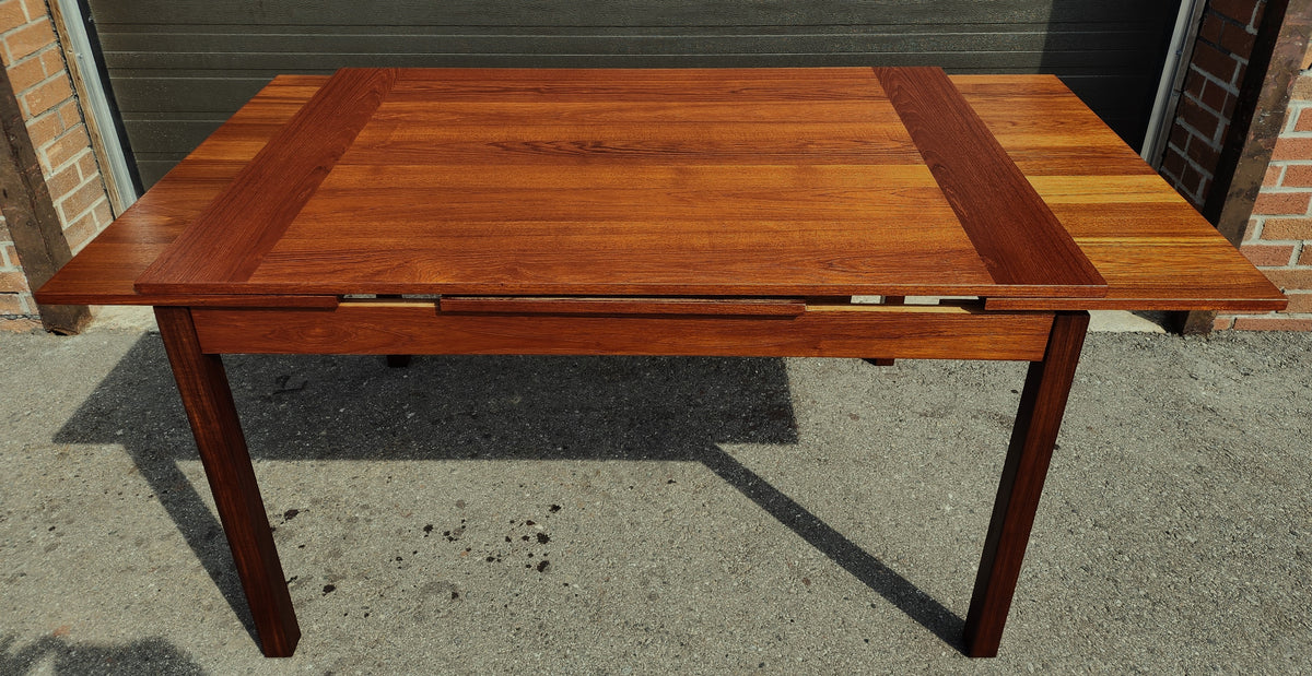REFINISHED Mid Century Modern Teak Table Draw Leaf by RS Associates 51