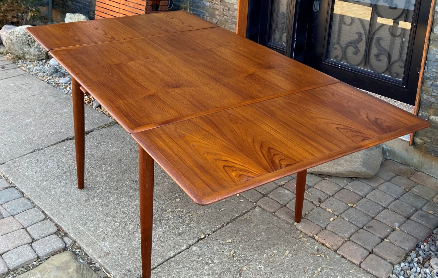 REFINISHED Danish MCM Teak Draw Leaf Table by A. H. Olsen for Skovmand & Andersen, 39"-75", PERFECT